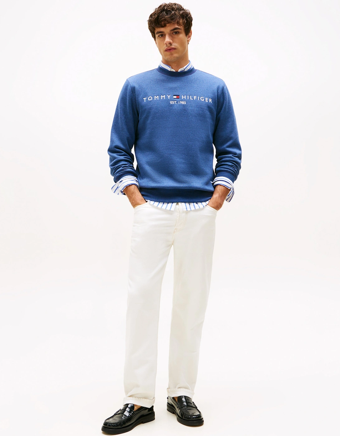 Tommy Logo Mens Sweatshirt - Aegean Sea Heather