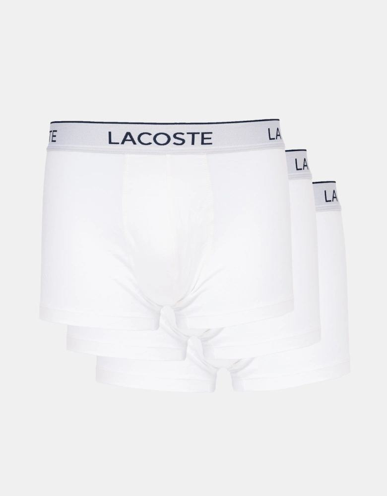 3-Pack Contrast Stripe Stretch Cotton Mens Trunks - White 001