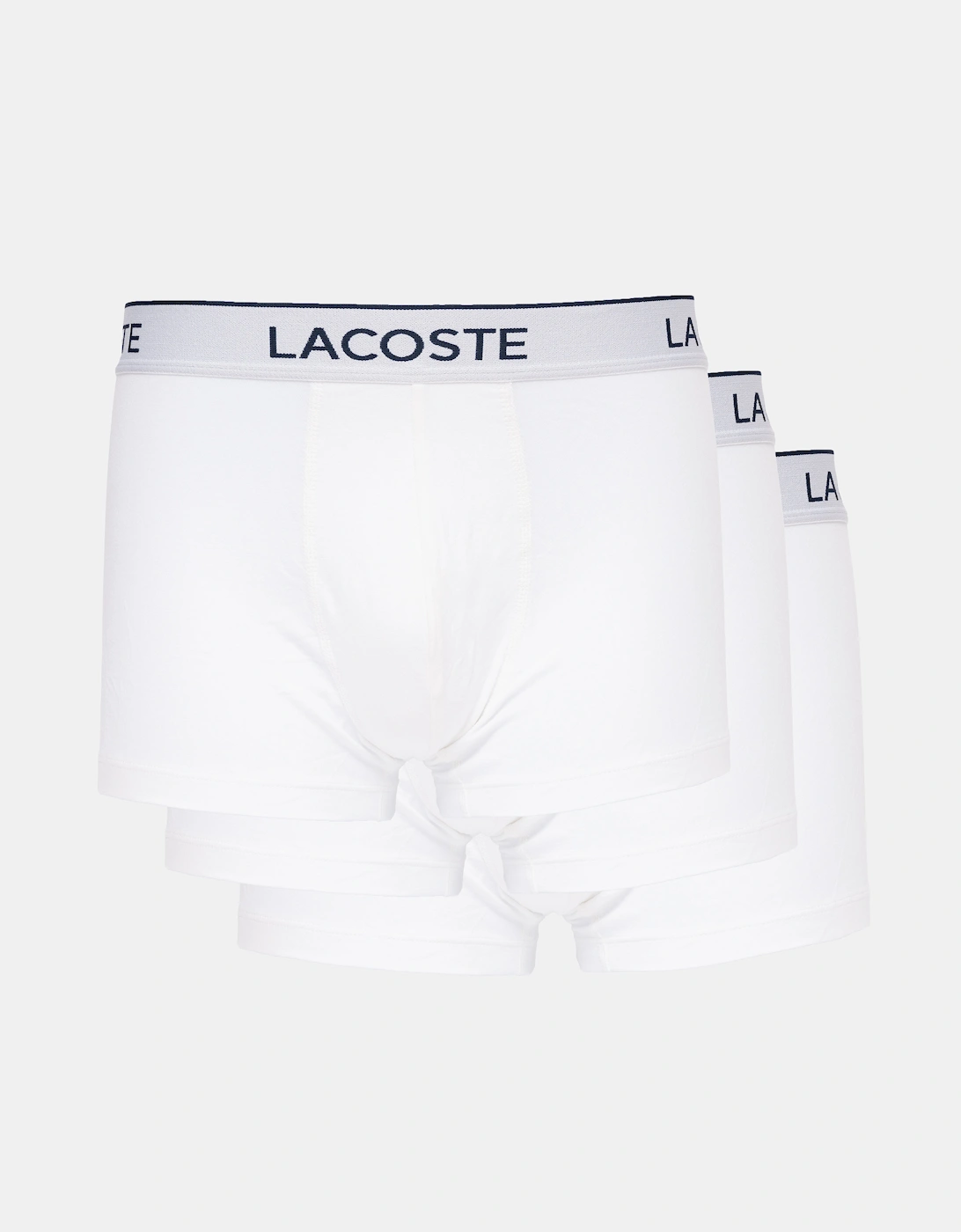 Men's Lacoste 3-Pack Contrast Stripe Stretch Cotton Mens Trunks - White 001 - Size: 35/34/32/9.5/13/12.5/12/11.5/11/9/16/15.5/15/14.5/14/13.5/10.5/10