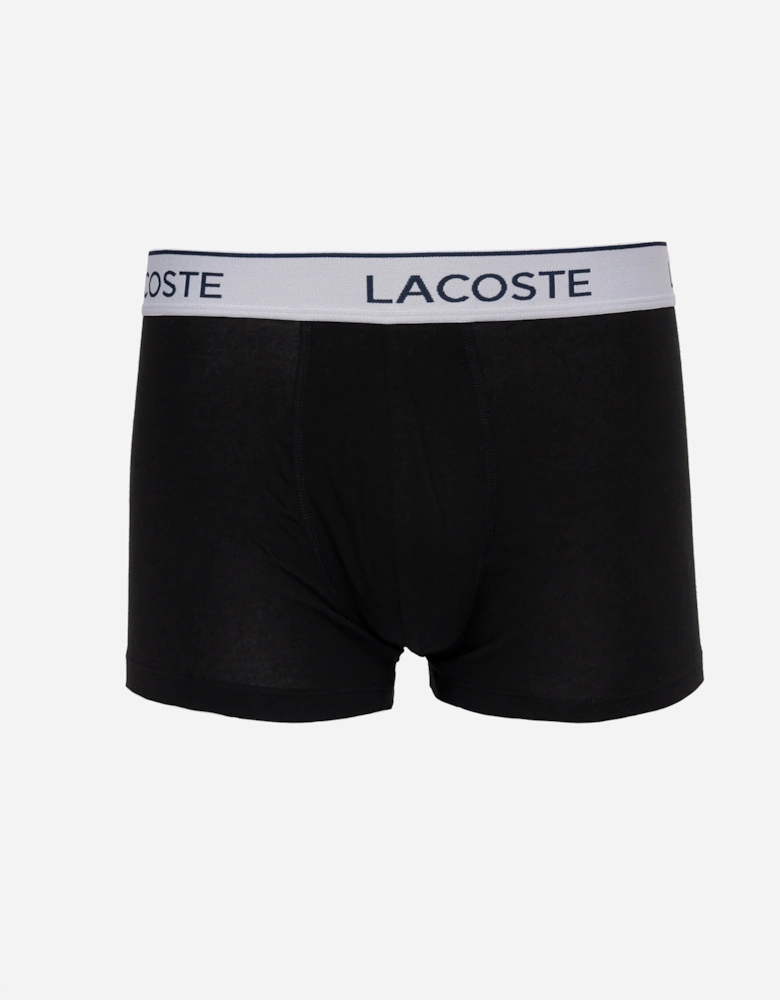 3-Pack Contrast Stripe Stretch Cotton Mens Trunks - Black 031