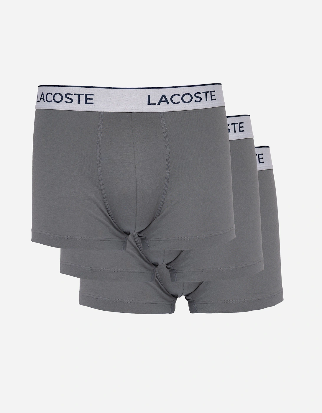 3-Pack Contrast Stripe Stretch Cotton Mens Trunks - Lead Grey S6K, 3 of 2