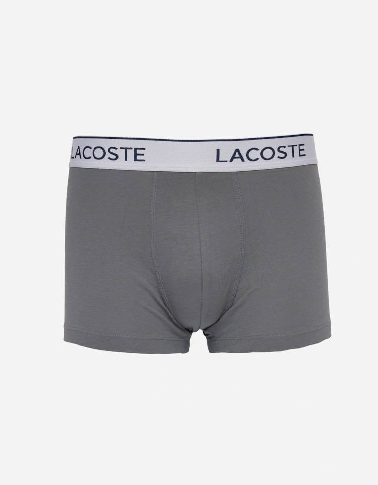 3-Pack Contrast Stripe Stretch Cotton Mens Trunks - Lead Grey S6K