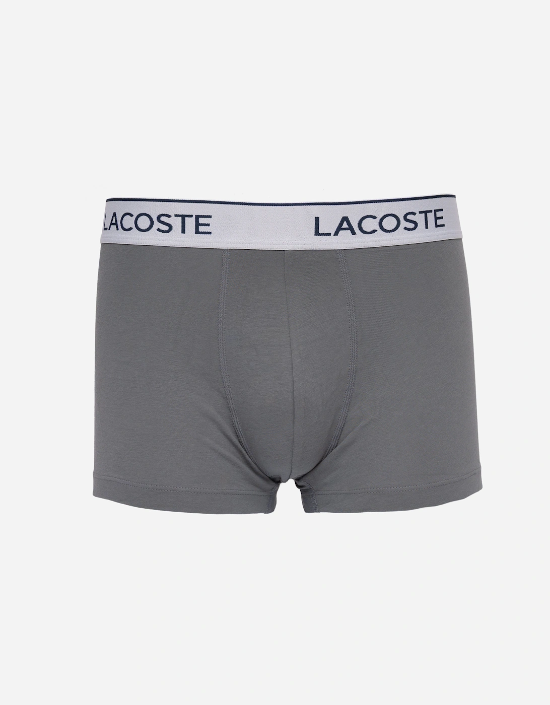 3-Pack Contrast Stripe Stretch Cotton Mens Trunks - Lead Grey S6K