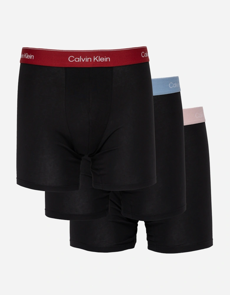 3 Pack Icon Cotton Stretch Mens Boxer Briefs - Black Bodies w/ Fall Berry/Frozen F