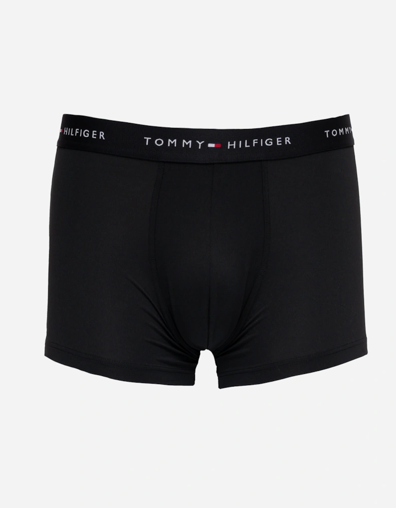 3 Pack Logo Waistband Mens Trunks - Black/Black/Black