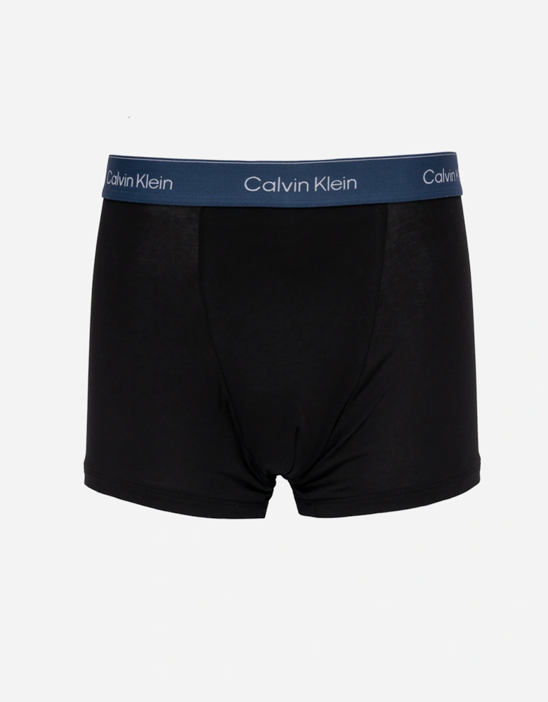 3 Pack Icon Cotton Stretch Mens Relaxed Fit Trunks - Black Bodies W/ Tahiti Turquoise/Da