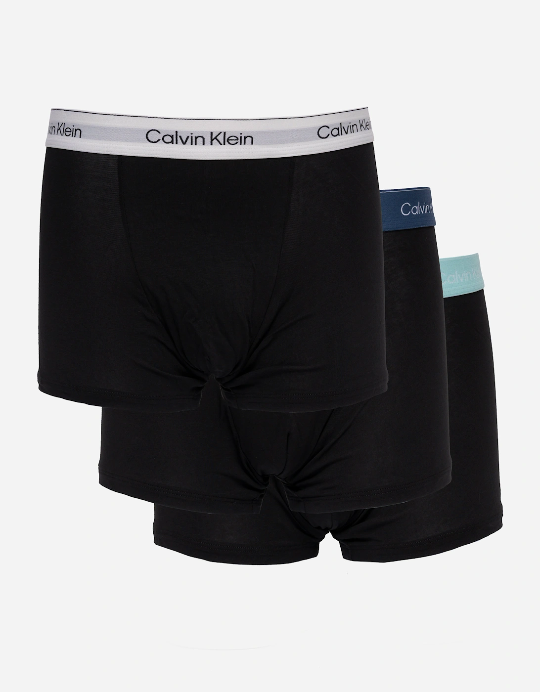 3 Pack Icon Cotton Stretch Mens Relaxed Fit Trunks - Black Bodies W/ Tahiti Turquoise/Da, 5 of 4