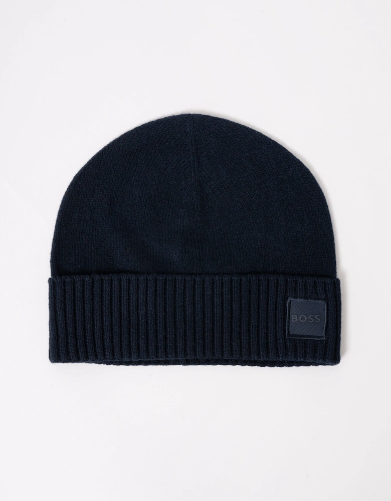 BOSS Orange Akaio R Mens Beanie with Logo Label - Dark Blue 404