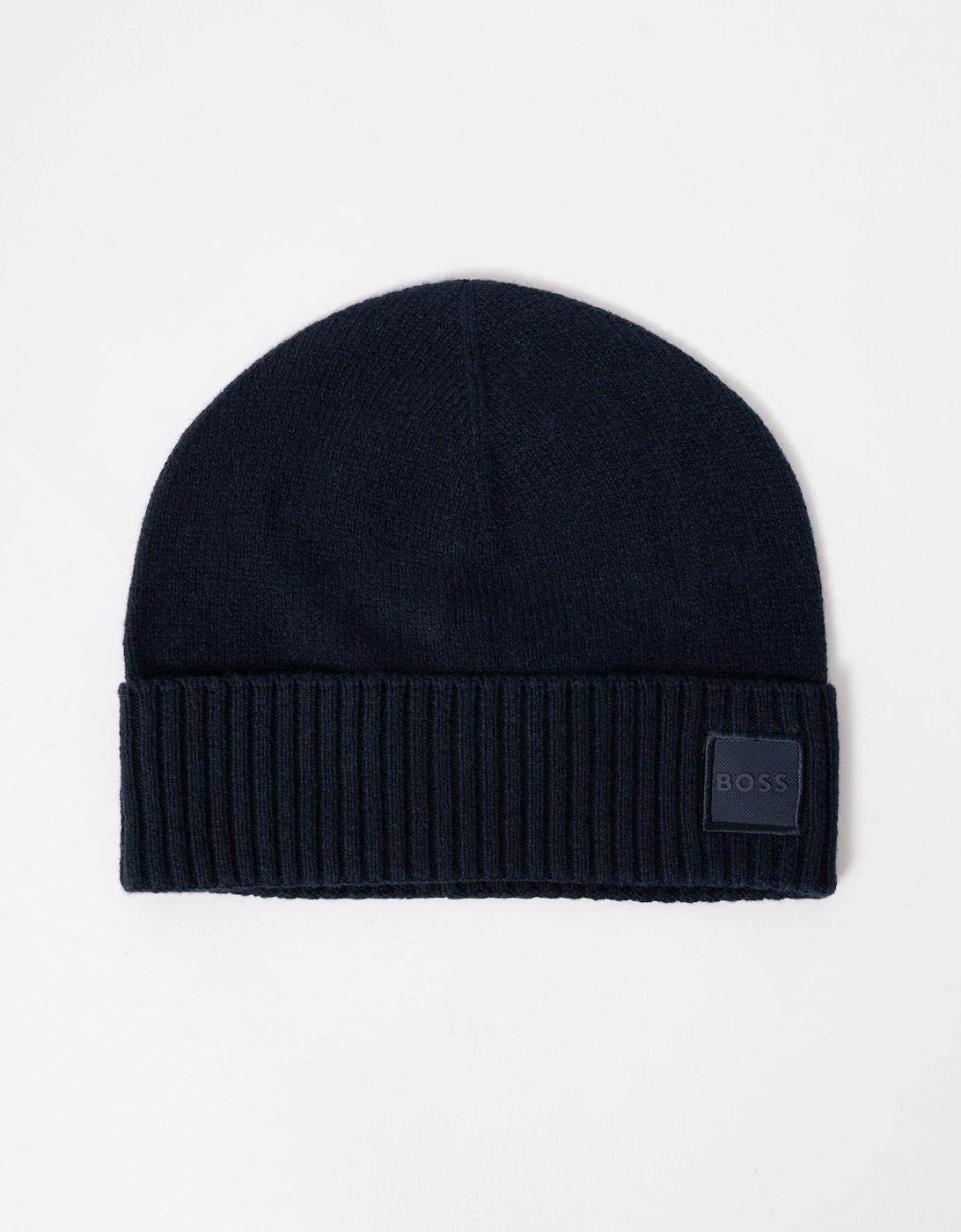 Men's BOSS Orange Akaio R Mens Beanie with Logo Label - Dark Blue 404 - Navy - Size: ONE size