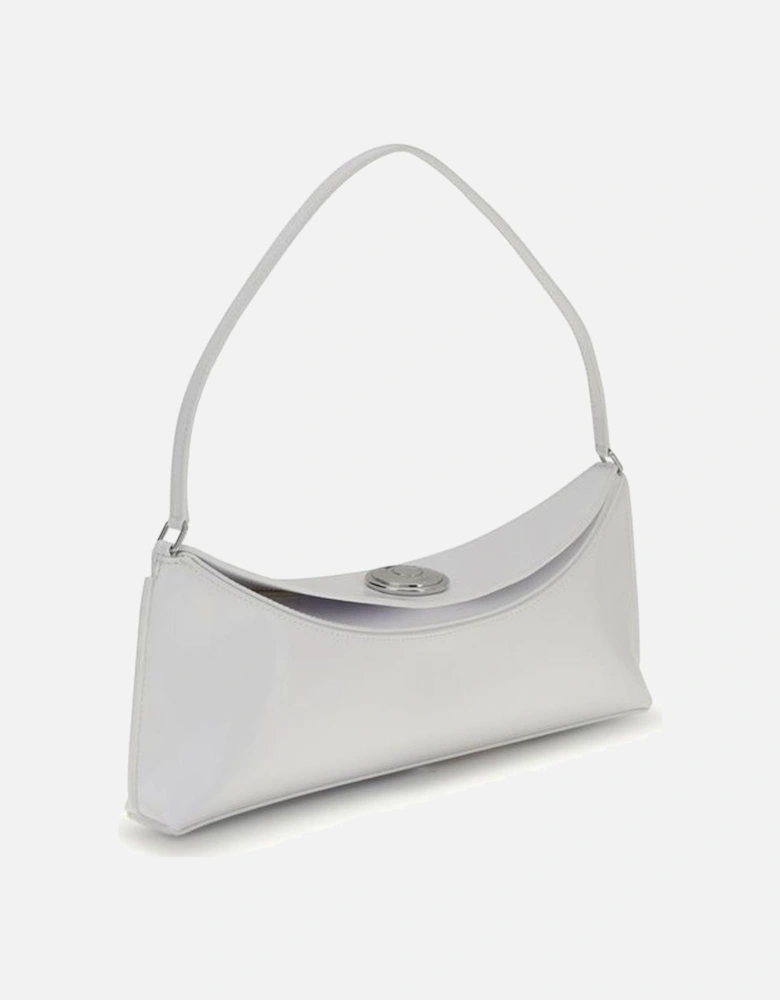 Leather Quilted Shoulder Bag with Chain Strap Women - White