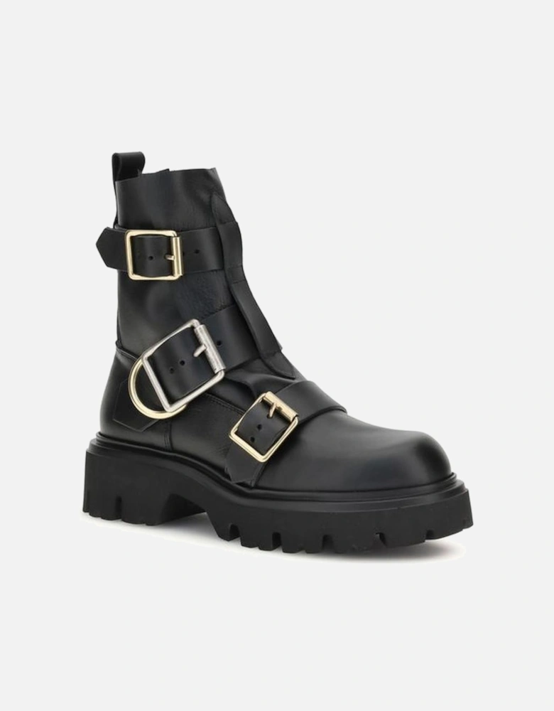 Leather Panelled High-Top Sneakers Women - Black Boots