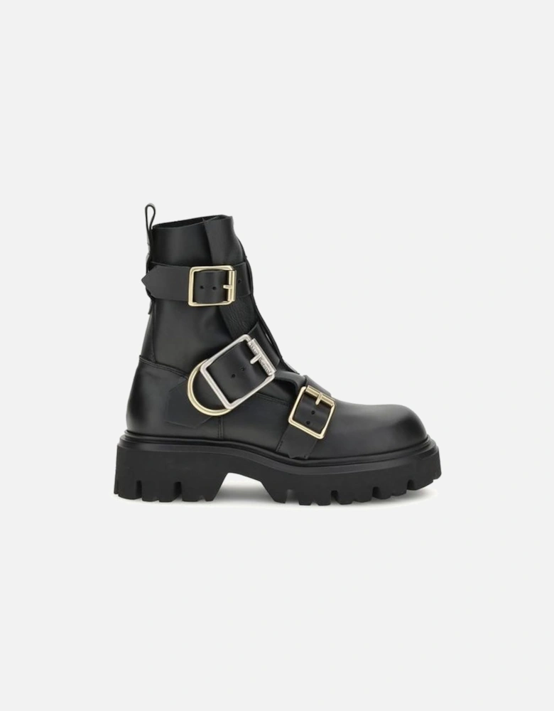 Leather Panelled High-Top Sneakers Women - Black Boots