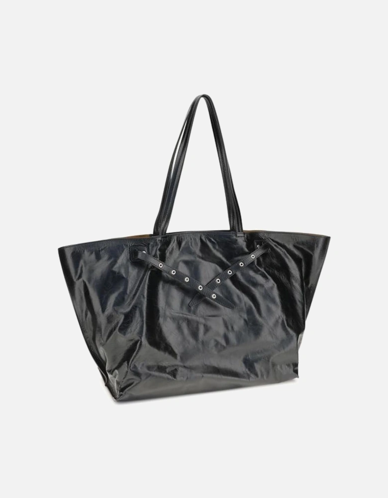 Leather Platform Sandal with Ankle Strap Women - Black Shoulder Bags
