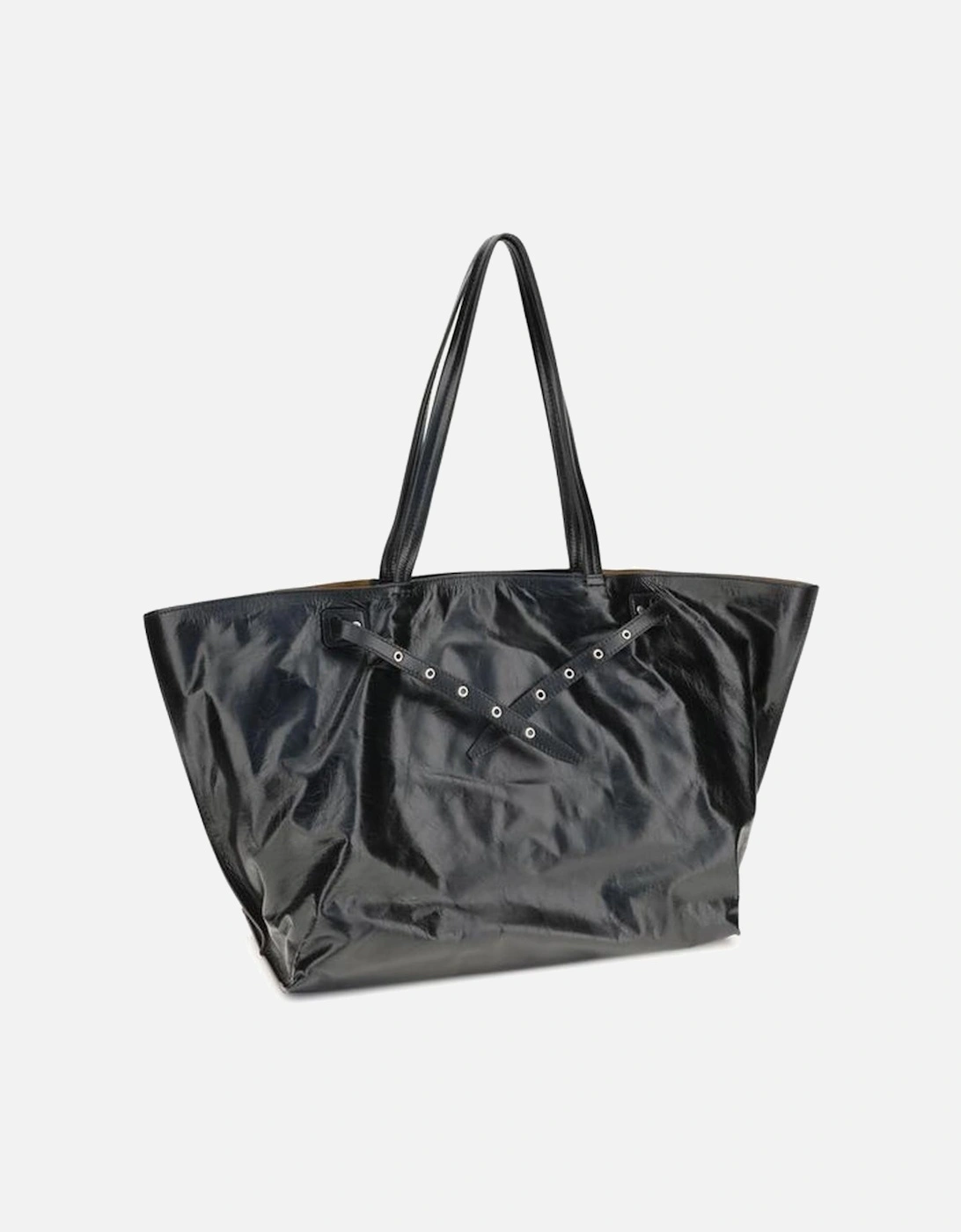 Leather Platform Sandal with Ankle Strap Women - Black Shoulder Bags