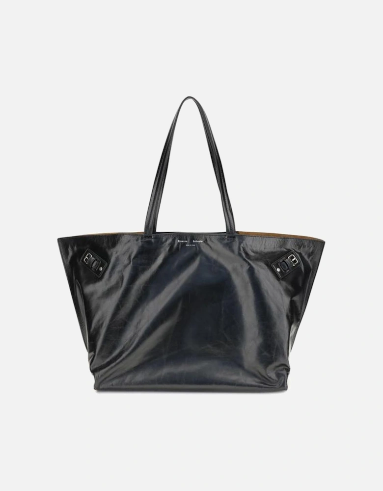 Leather Platform Sandal with Ankle Strap Women - Black Shoulder Bags