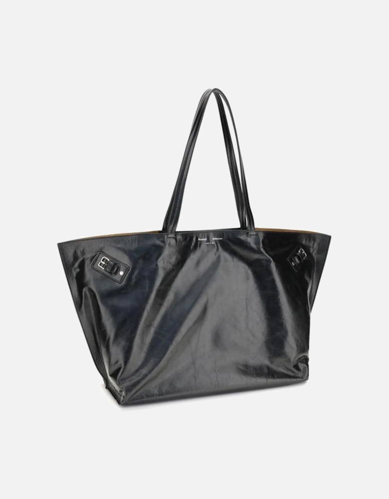 Leather Platform Sandal with Ankle Strap Women - Black Shoulder Bags