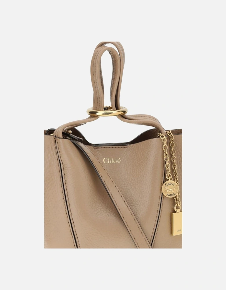 Leather Biker Jacket with Zipper Details Women - Beige Shoulder Bags