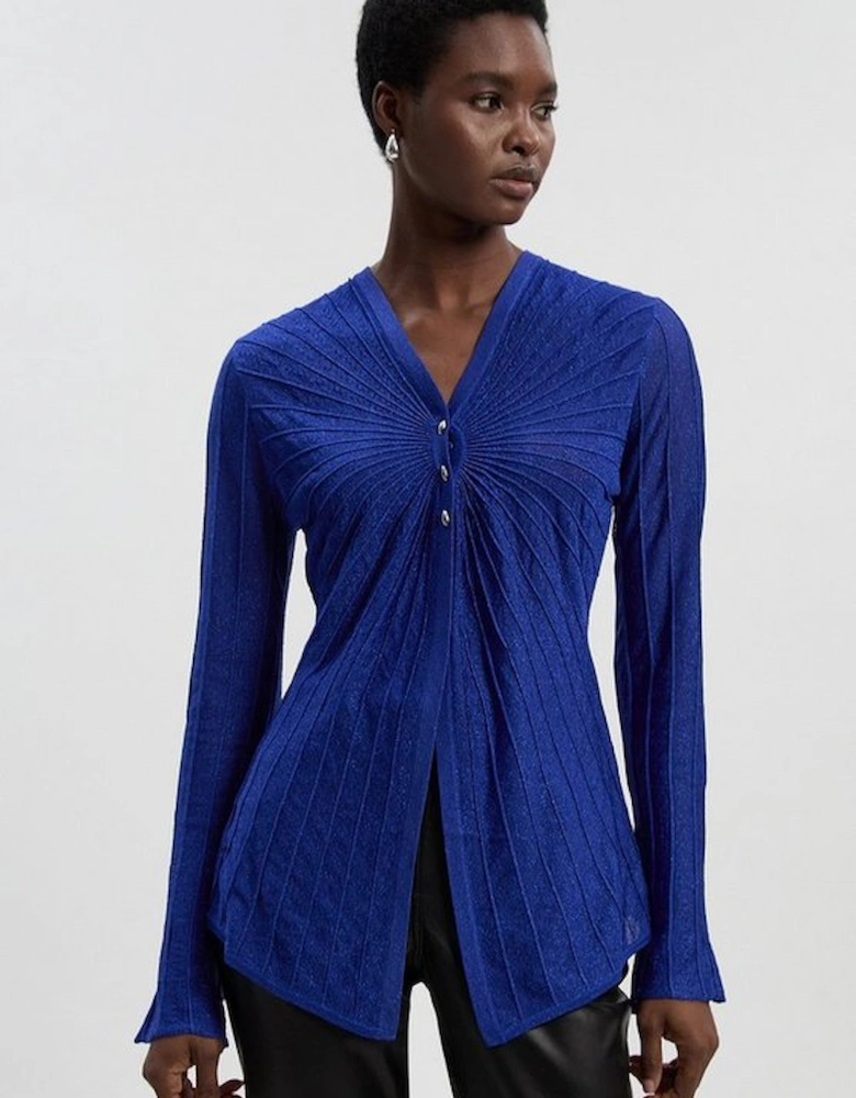Sparkle Metallic Knitted Fitted Cardigan