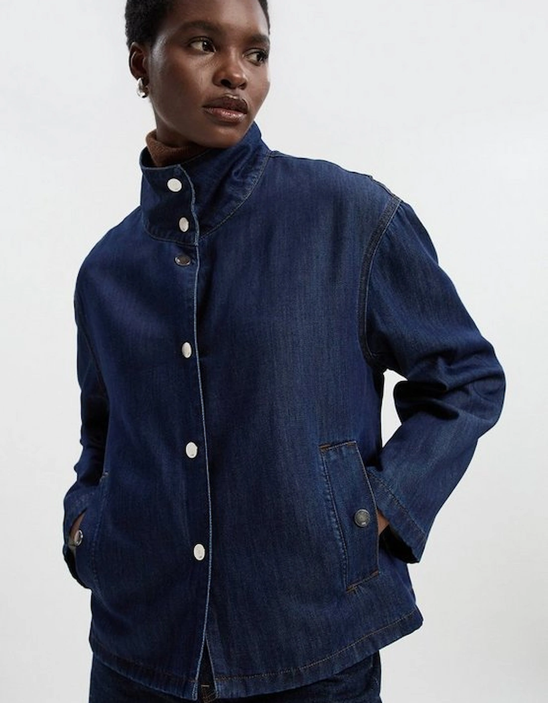 Denim Funnel Neck Jacket, 2 of 1