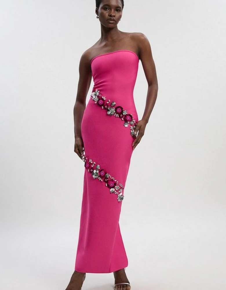 Embellished Figure Form Bandeau Maxi Dress