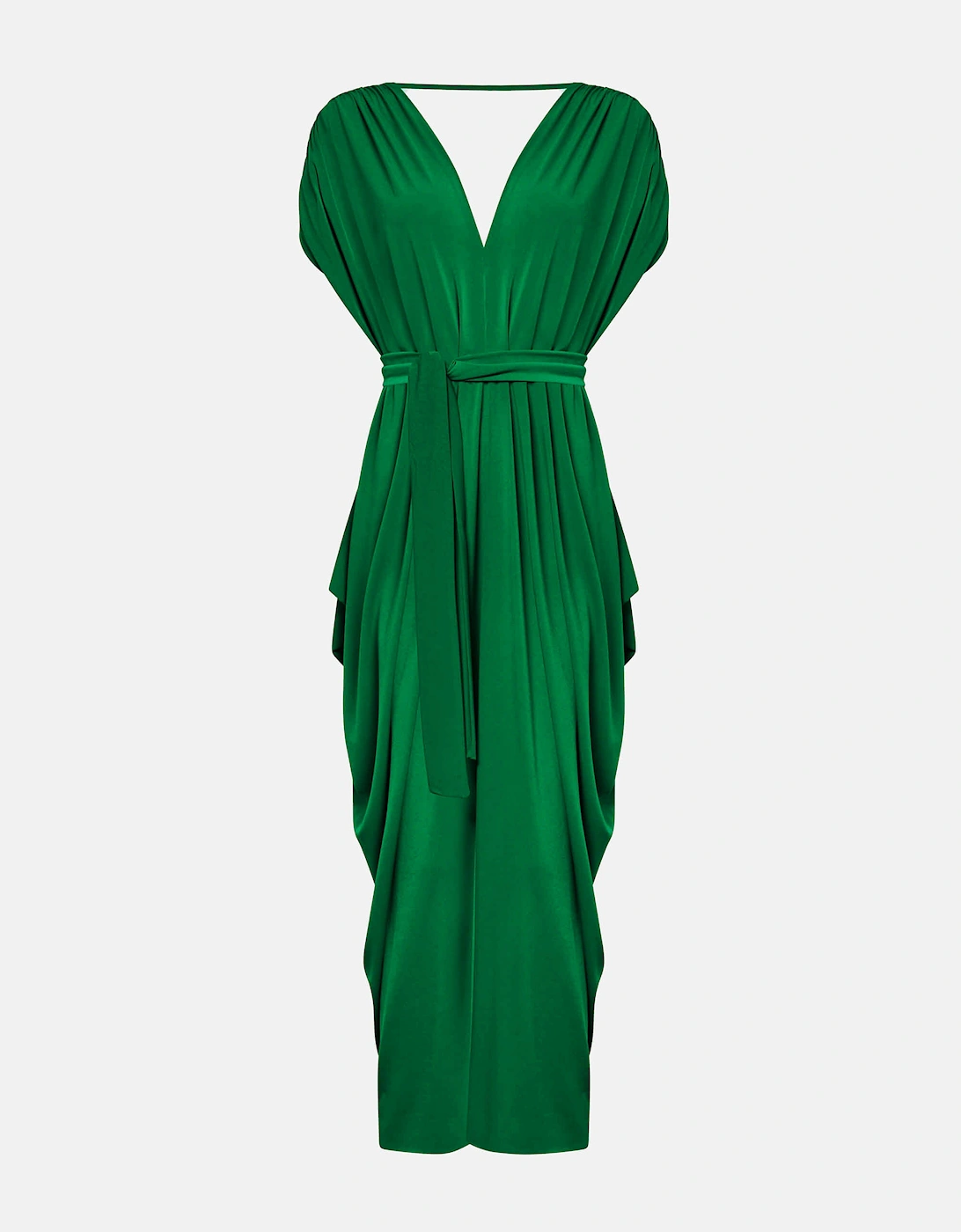 Draped Emerald Green Midi Dress