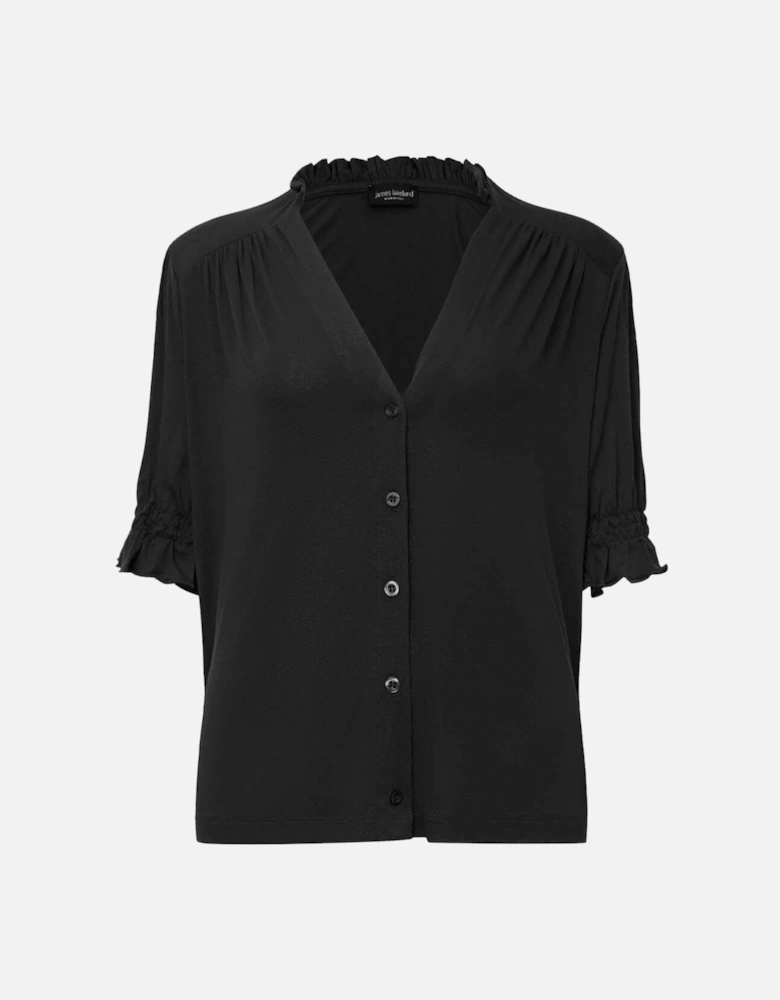 Black V-neck Jersey Blouse