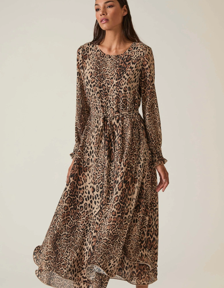 Maxi Leopard Wave Hem Dress