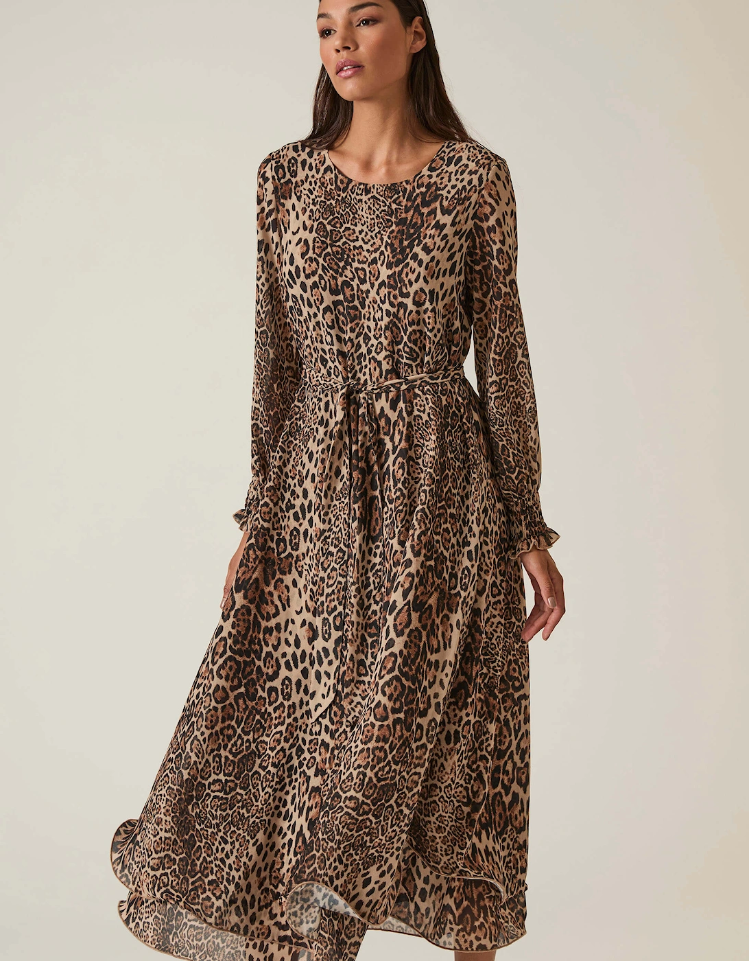 Maxi Leopard Wave Hem Dress
