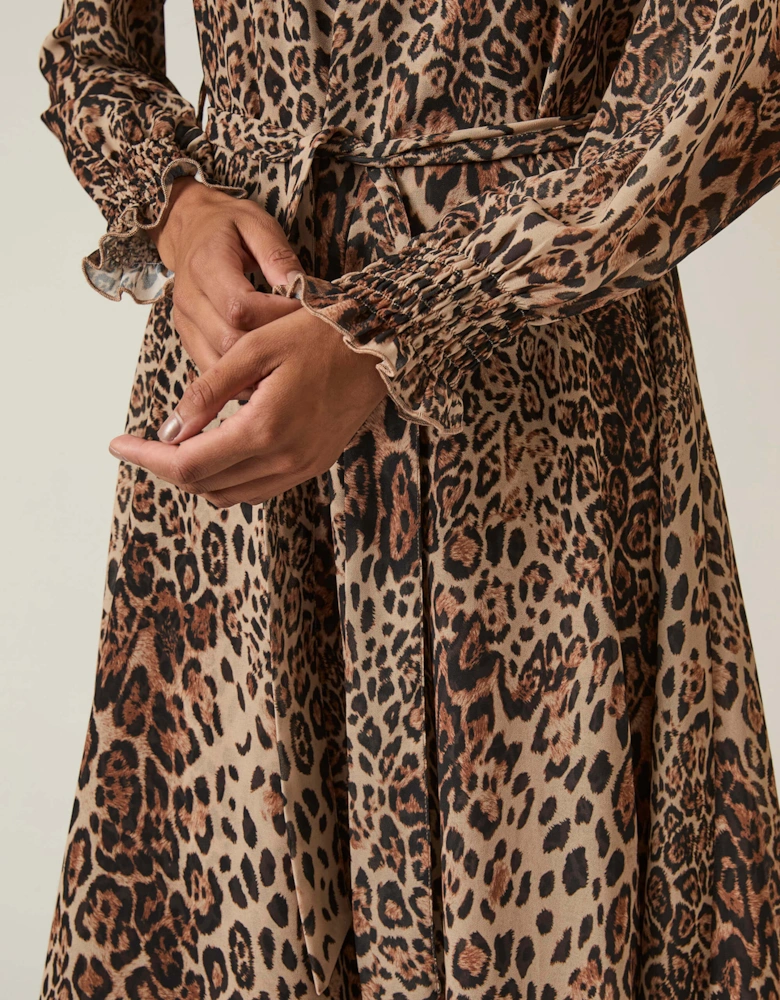 Maxi Leopard Wave Hem Dress