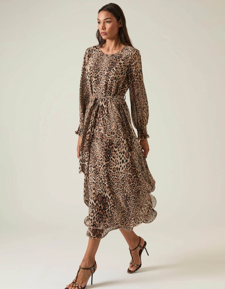 Maxi Leopard Wave Hem Dress