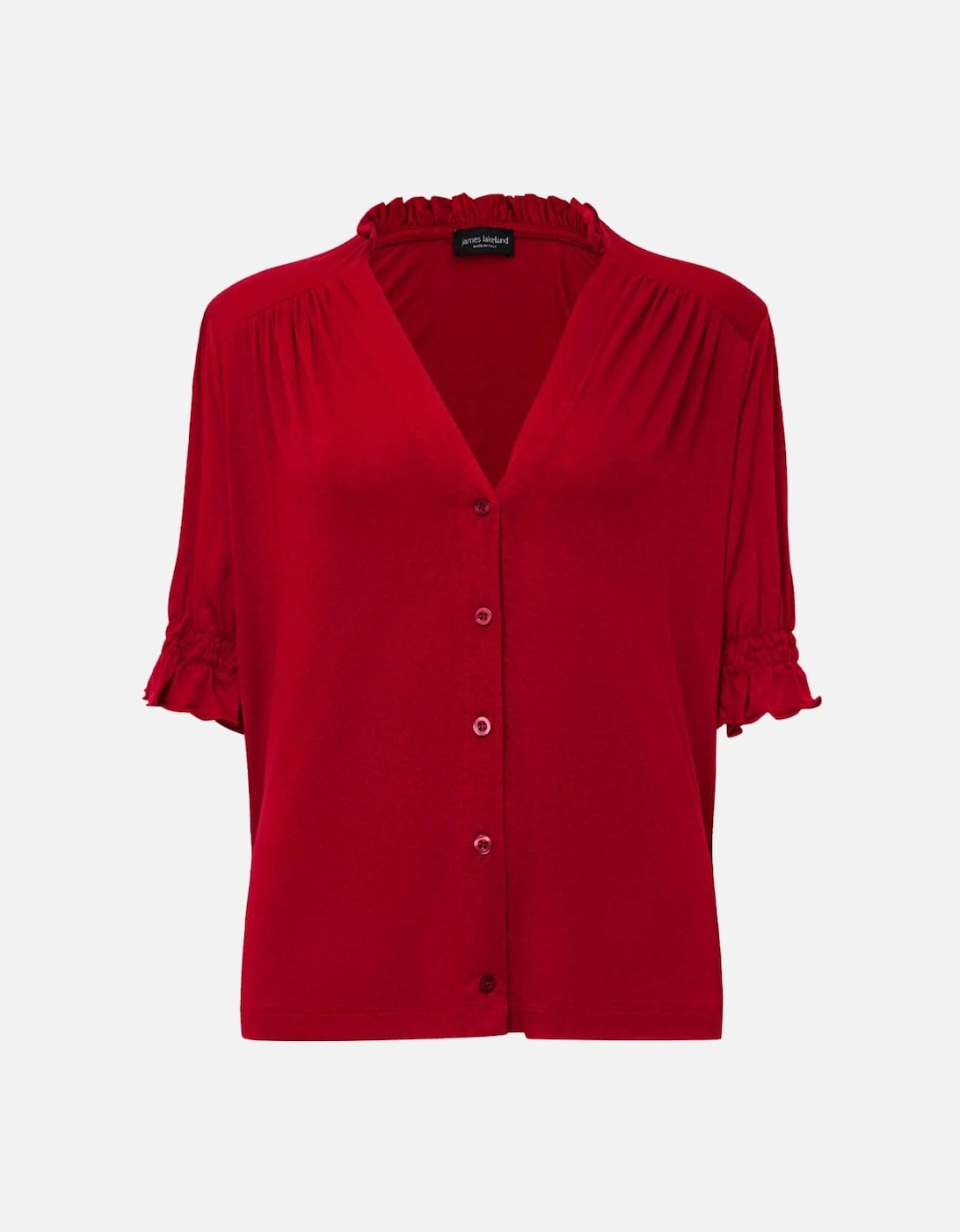 Burgundy V-neck Jersey Blouse