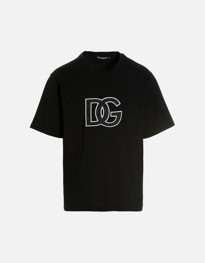 Detailed DG Embroidered Logo T-Shirt in Black