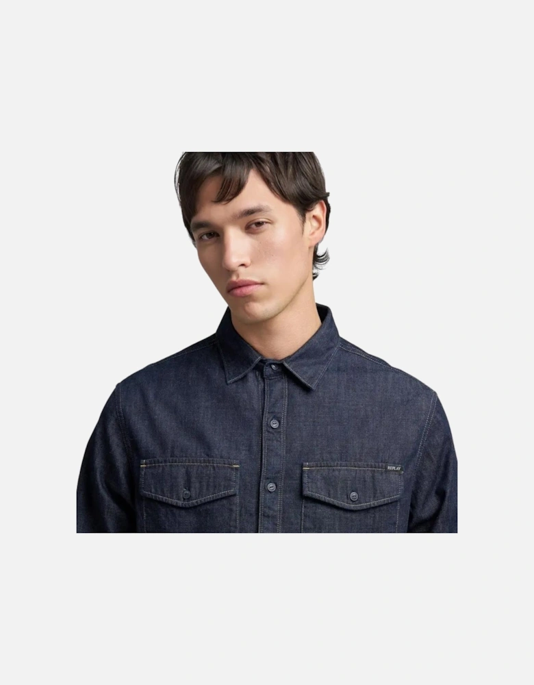 Premium Basics Denim Shirt - Dark Blue