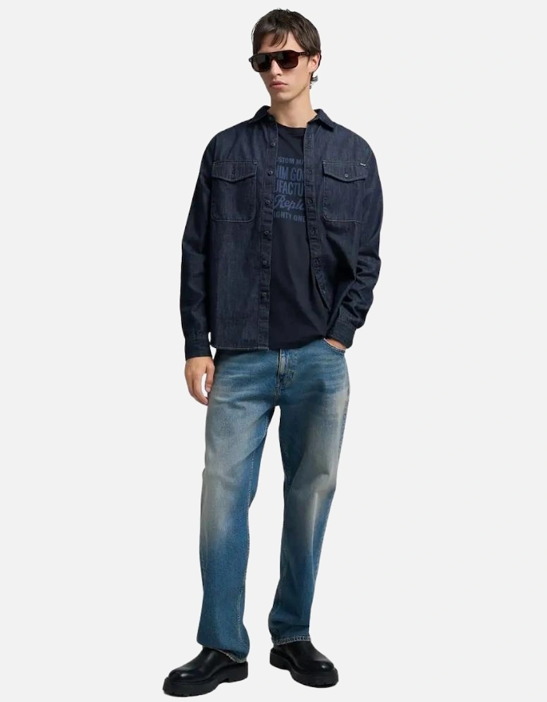 Premium Basics Denim Shirt - Dark Blue