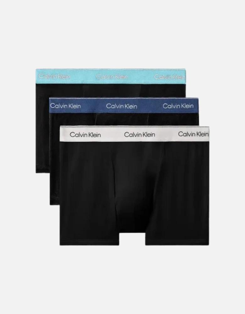 CK Icon Cotton Stretch Relaxed Fit Trunk 3PK - White/Turqouise/Navy