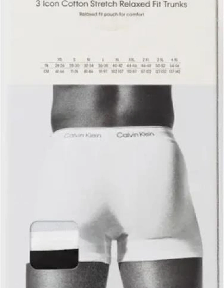 CK Icon Cotton Stretch Relaxed Fit Trunk 3PK - White/Turqouise/Navy