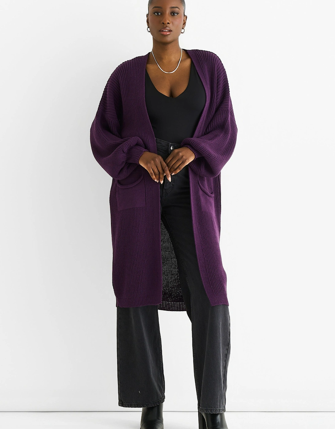 Purple Chunky Knit Long Cardigan, 5 of 4