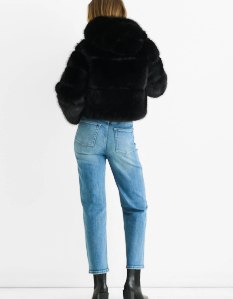 Blue Mid Rise Straight Leg Jeans