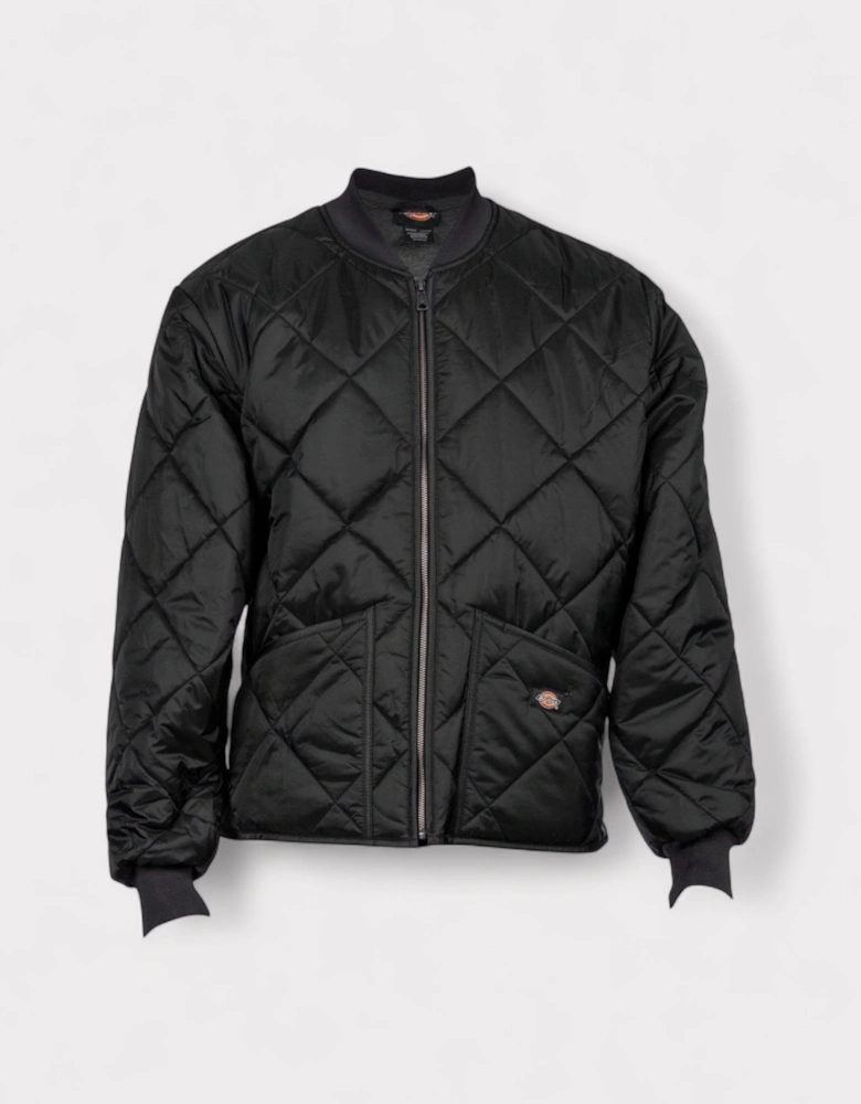Diamond Quilted Bomber Jacket Black