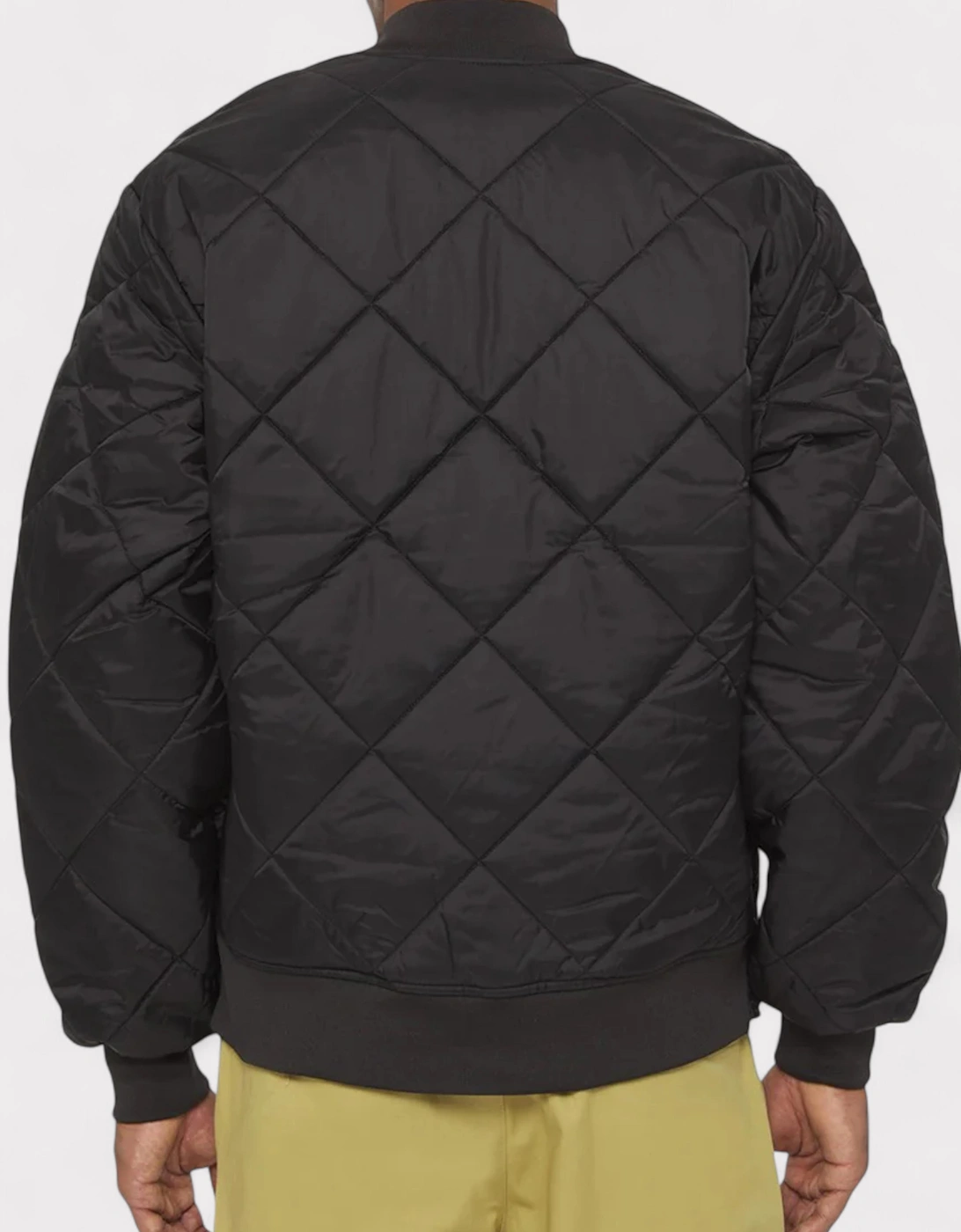 Diamond Quilted Bomber Jacket Black