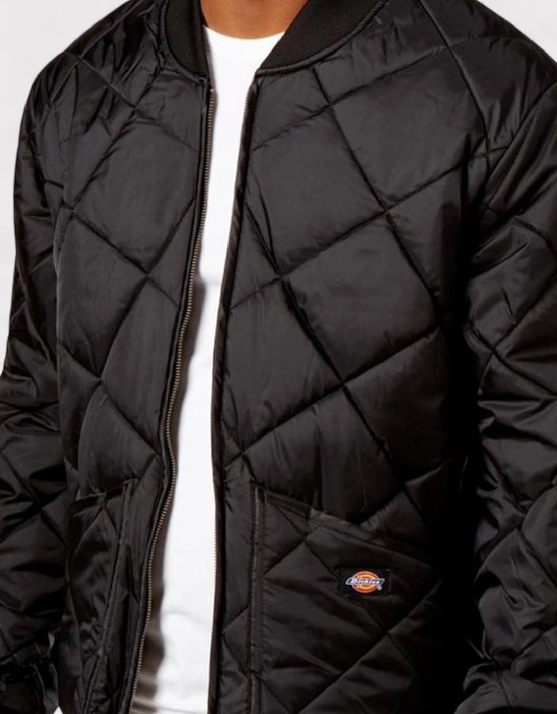 Diamond Quilted Bomber Jacket Black