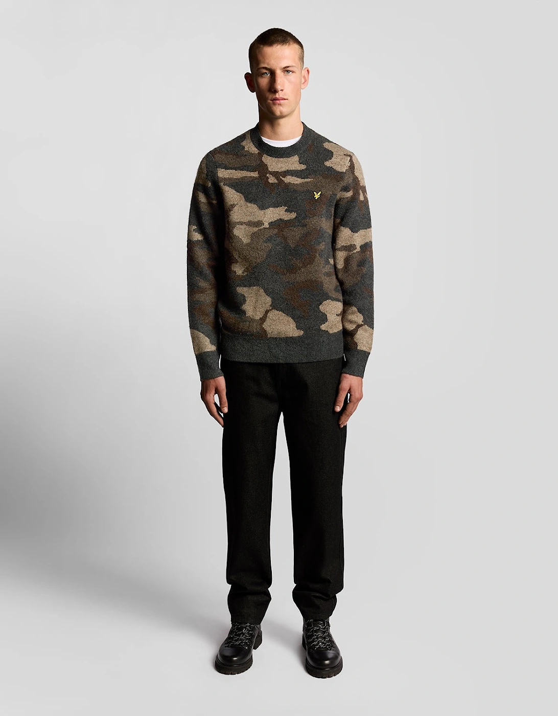 Brushed Camouflage Crew Neck Jumper