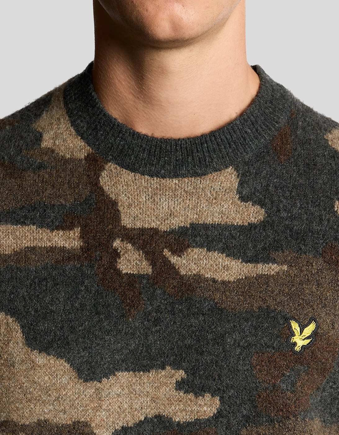 Brushed Camouflage Crew Neck Jumper