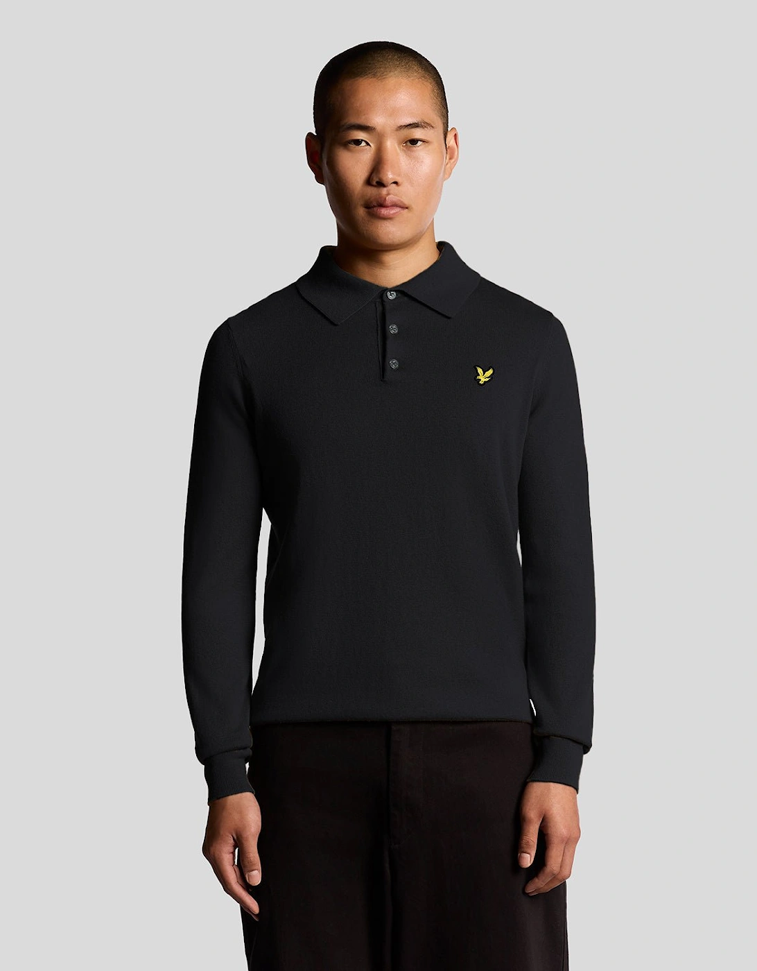 Lyle & Scott Lyle And Scott Men's Merino Blend Long Sleeve Polo Shirt - Navy