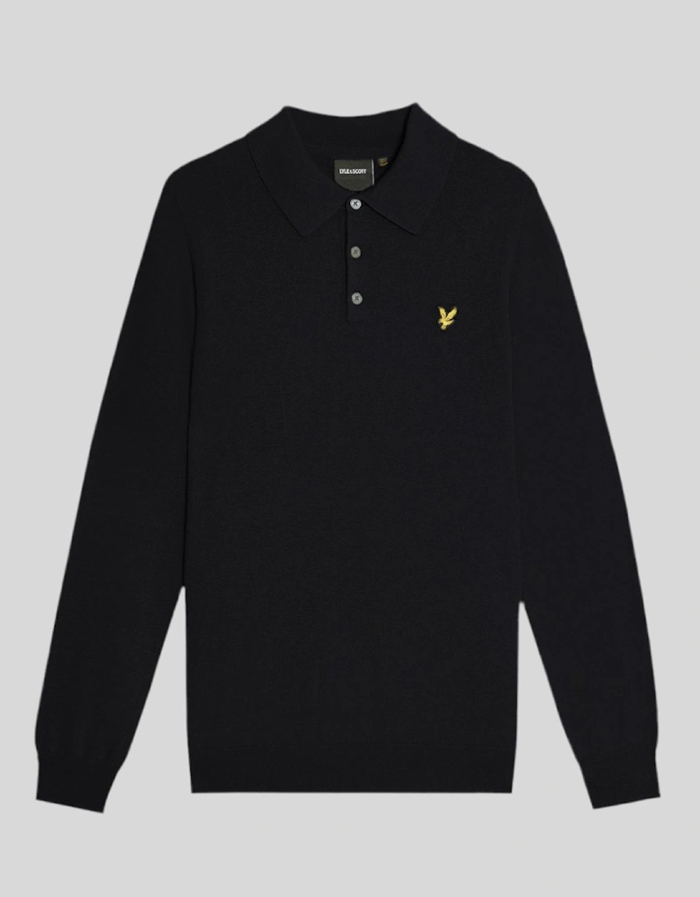 Merino Blend Long Sleeve Polo Shirt