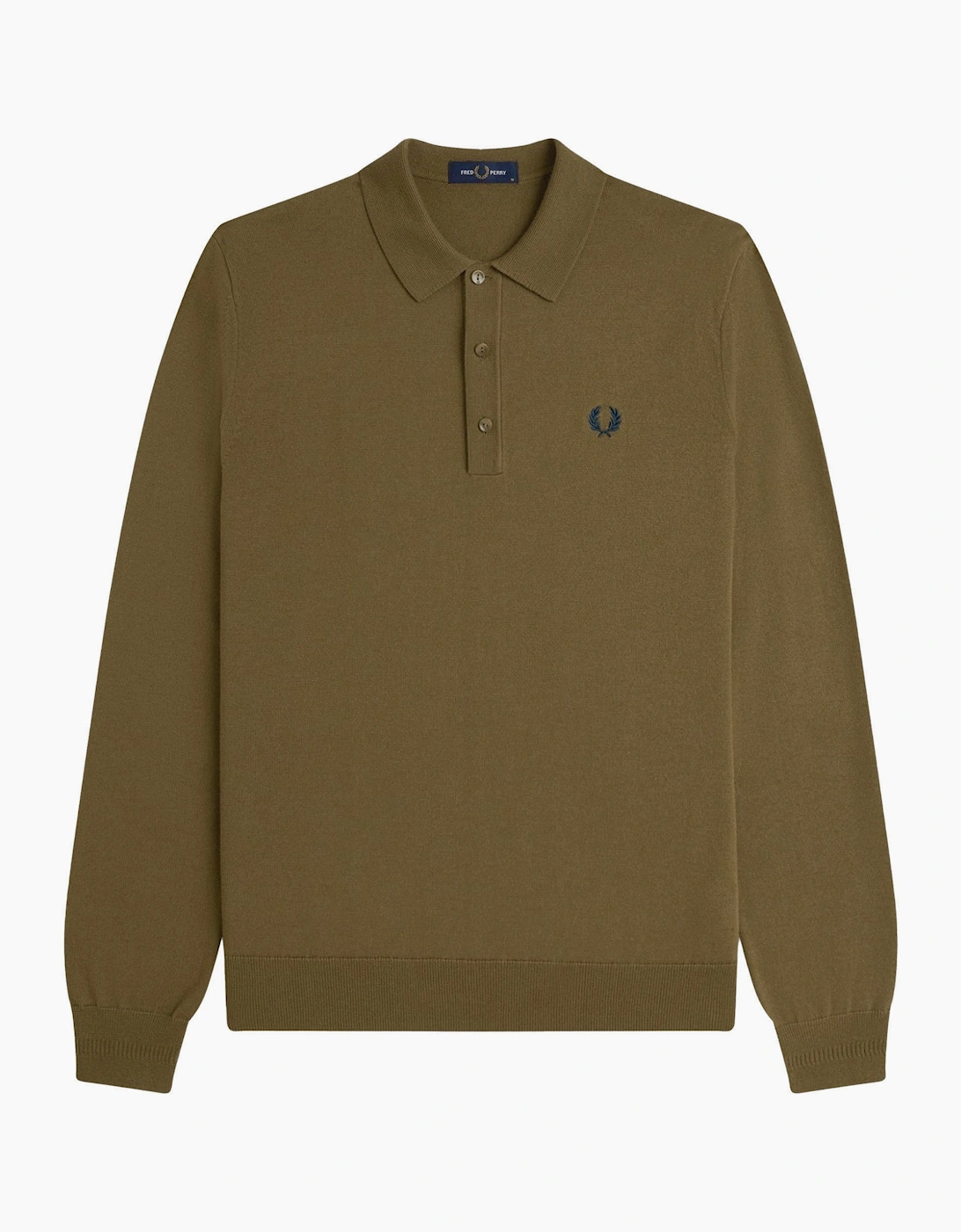 Men's Fred Perry Knitted Merino Long Sleeve Polo Shirt - Tan - Size: 42
