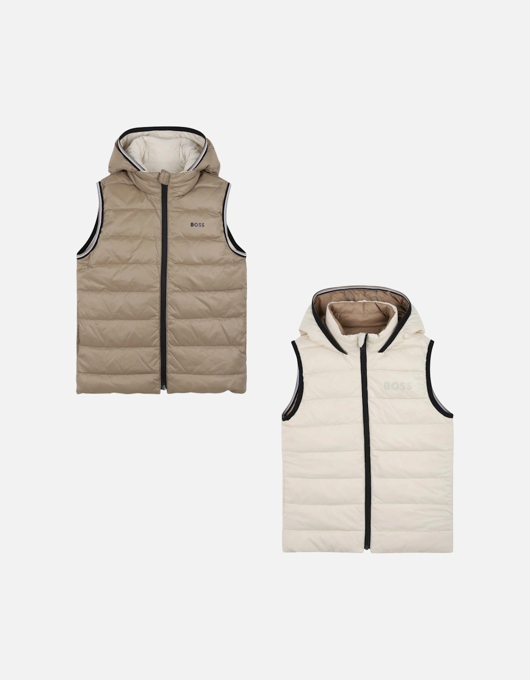 BOSS BOYS REVERSIBLE BEIGE PUFFER JACKET J52395