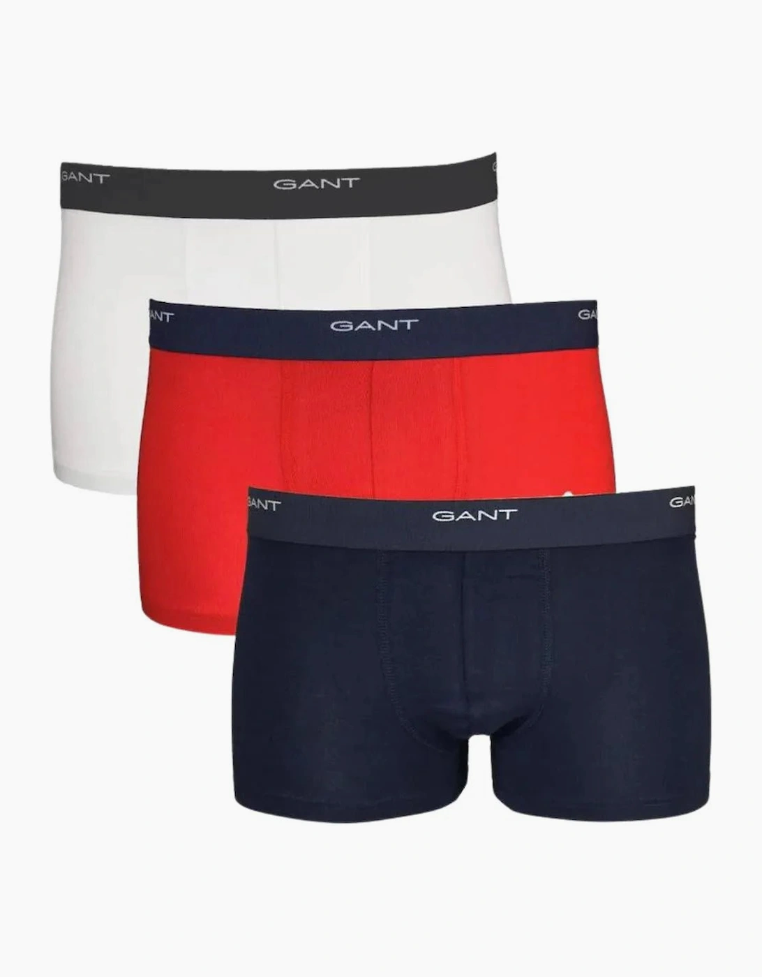 Gant Men's Black 3-Pack Core Logo Boxer Trunks, Navy/White/Red  41/40/32 Xxxl