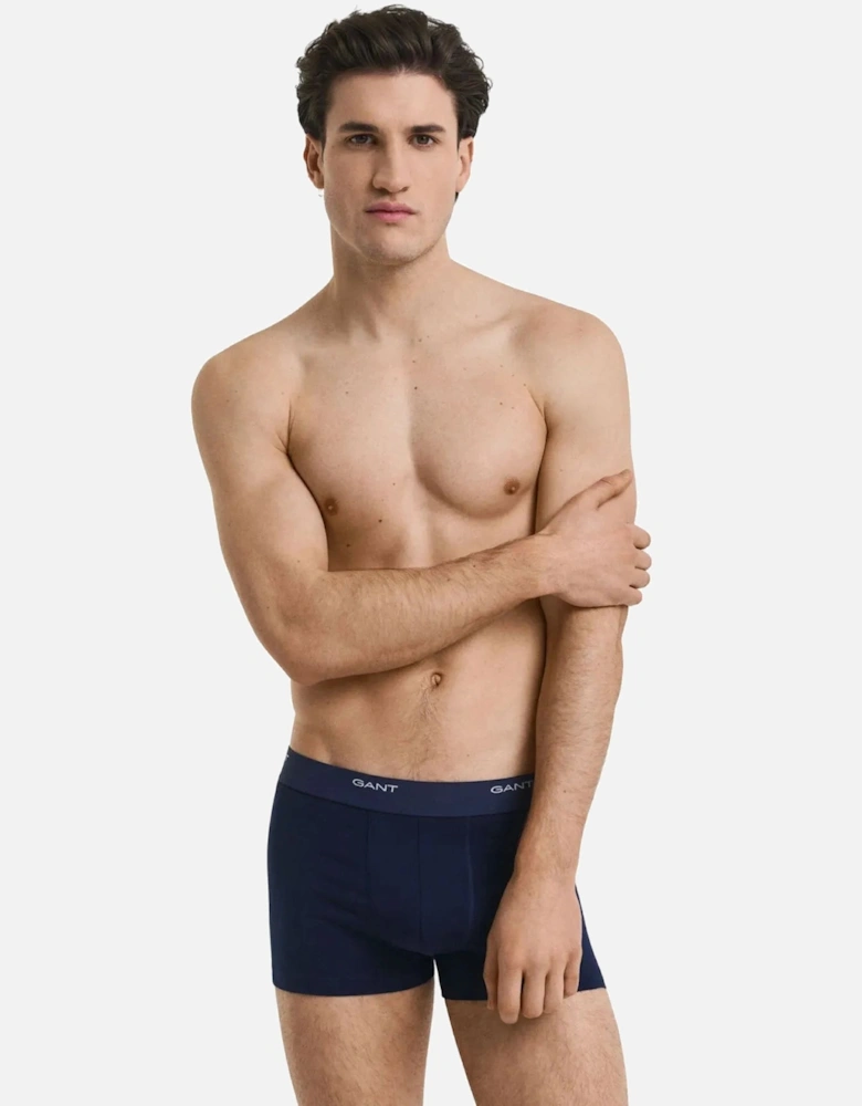 3-Pack Core Logo Boxer Trunks, Navy/White/Red