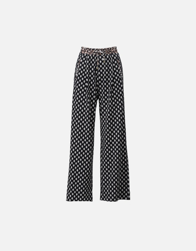Wide leg trousers with leopard print waistband